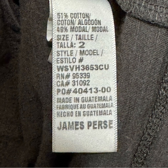 JAMES PERSE Standard Dark charcoal Gray Henley Long Sleeve Slub Jersey Shirt - Picture 8 of 9